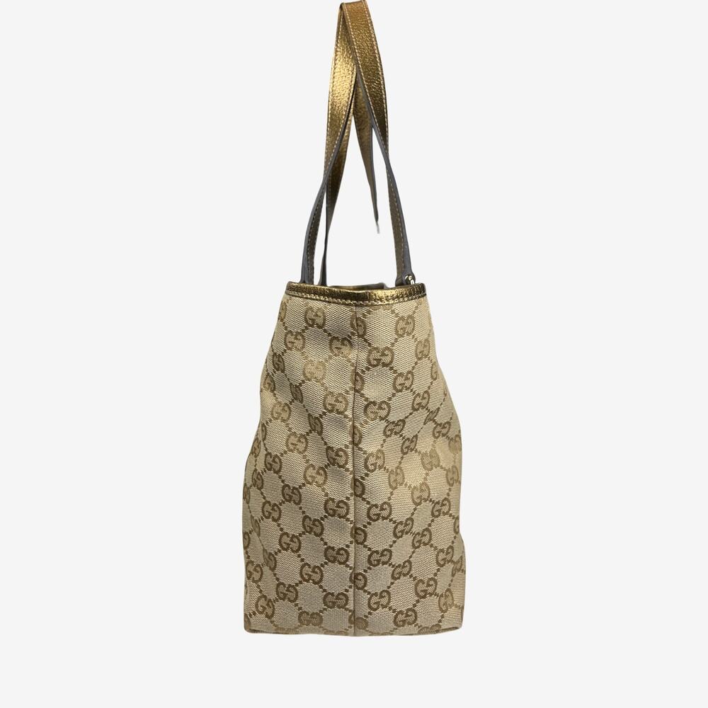 Gucci Jolicoeur GG Canvas Gold Leather Trim Tote Shoulder With Charm Cards Italy - Picture 14 of 15